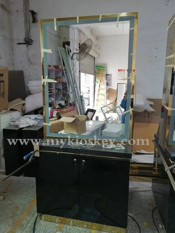 Table de travail de coiffeur avec évier | Station de coupe de cheveux | Établi de salon de coiffure