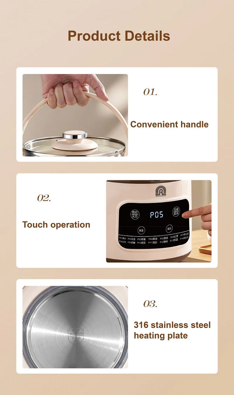 3L Electric Kettle Smart Tea Brewer Large Capacity Office/Commercial Faucet Fruit Tea Bucket Thermostatic Kettle Multi-functiona