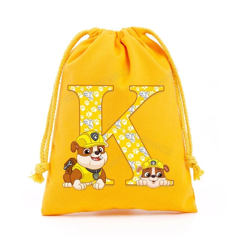Paw Patrols Drawstring Storage Bag Rubble A-Z Letter Candy Gift Package Cartoon Key Pouch  Earphone Data Cable Dustproof Sacks