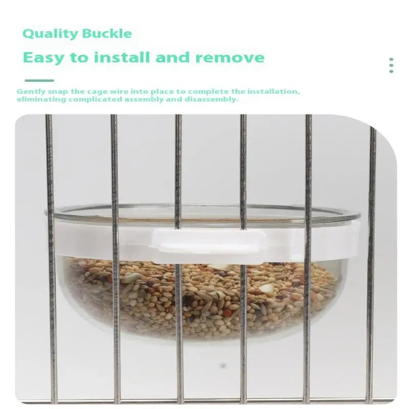 وعاء تغذية الطيور وعاء شفاف قابل للفصل وكوب طعام بلاستيكي للقفص ومغذي بذور معلق مريح للببغاوات