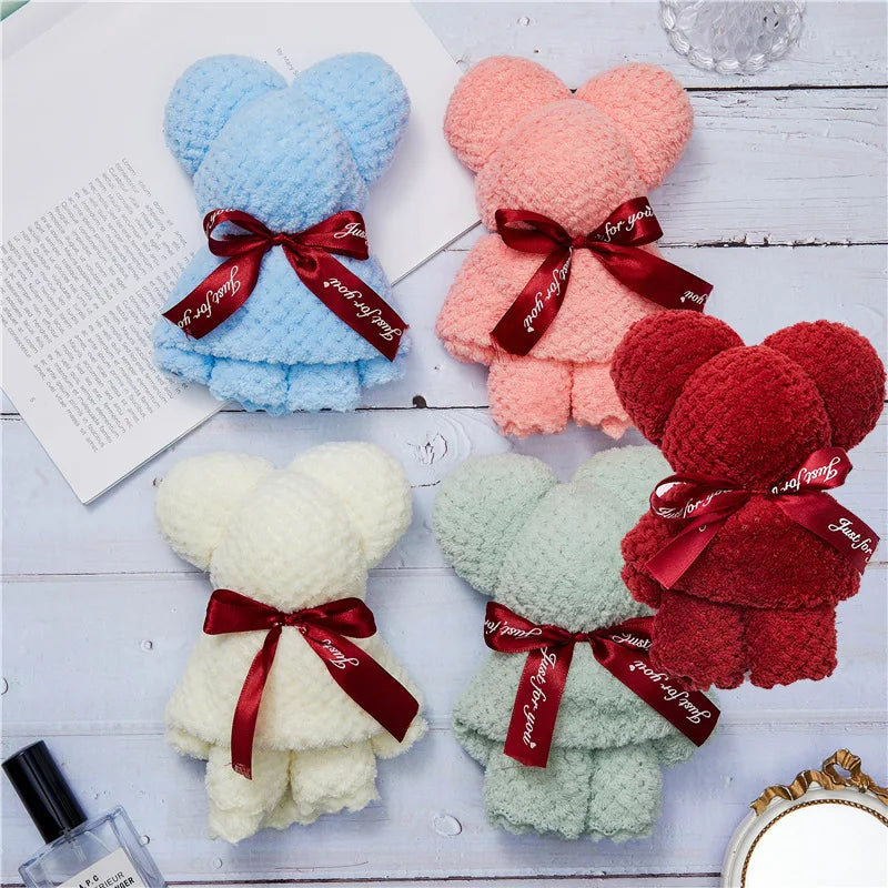 منشفة دب تذكارية لحفلات الزفاف، هدية صغيرة، منشفة دب من الصوف المرجاني، هدايا زفاف للضيوف، هدية عيد الشكر لوصيفة العروس بكميات كبيرة