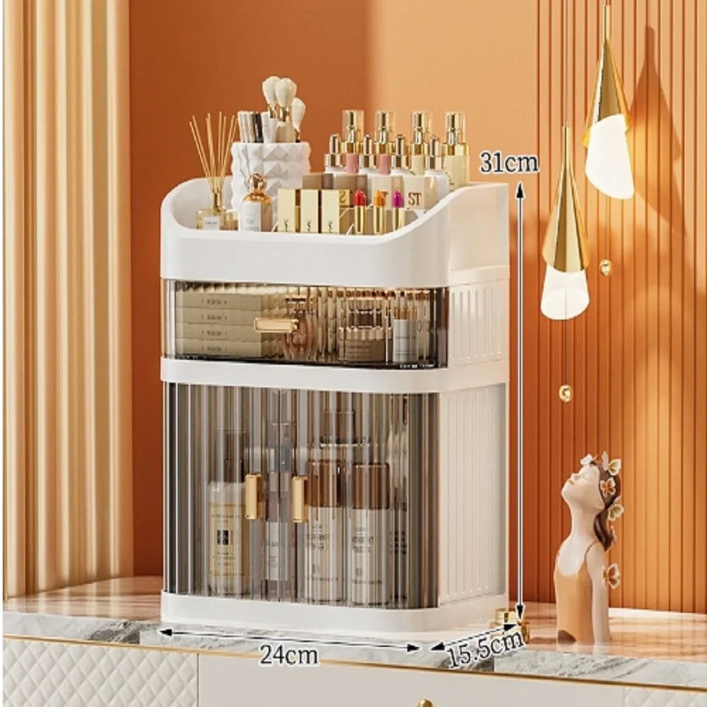 Caja de almacenamiento de cosméticos de gran capacidad, cajón organizador de maquillaje, joyería, esmalte de uñas, contenedor de