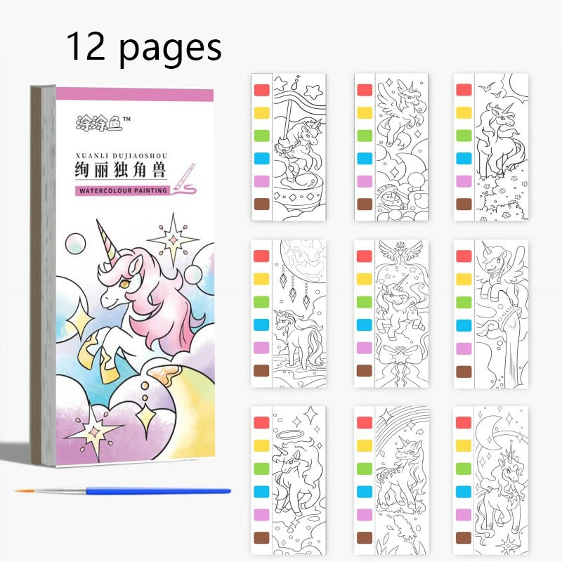 12 pages Children's Watercolor Coloring Book,Drawing Toys For Children Birthday, Thanksgiving, Halloween, Easter, Christmas gift