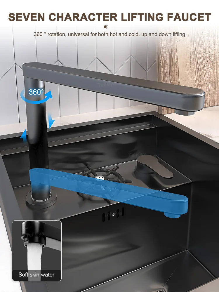 Hidden Sinks Stainless Steel Kitchen Sink Bar Small Single Slot With Lid Wash Basin Balcony Garden Campervan