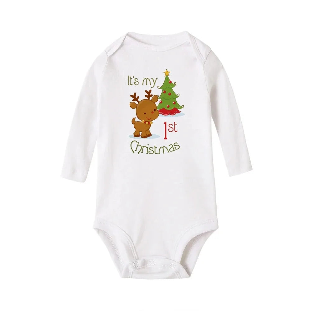 My First Christmas Baby Romper Long Sleeve Autumn Sprint Warm Baby Bodysuits Boys Girls Unisex Tee Shirts Casual Ropa