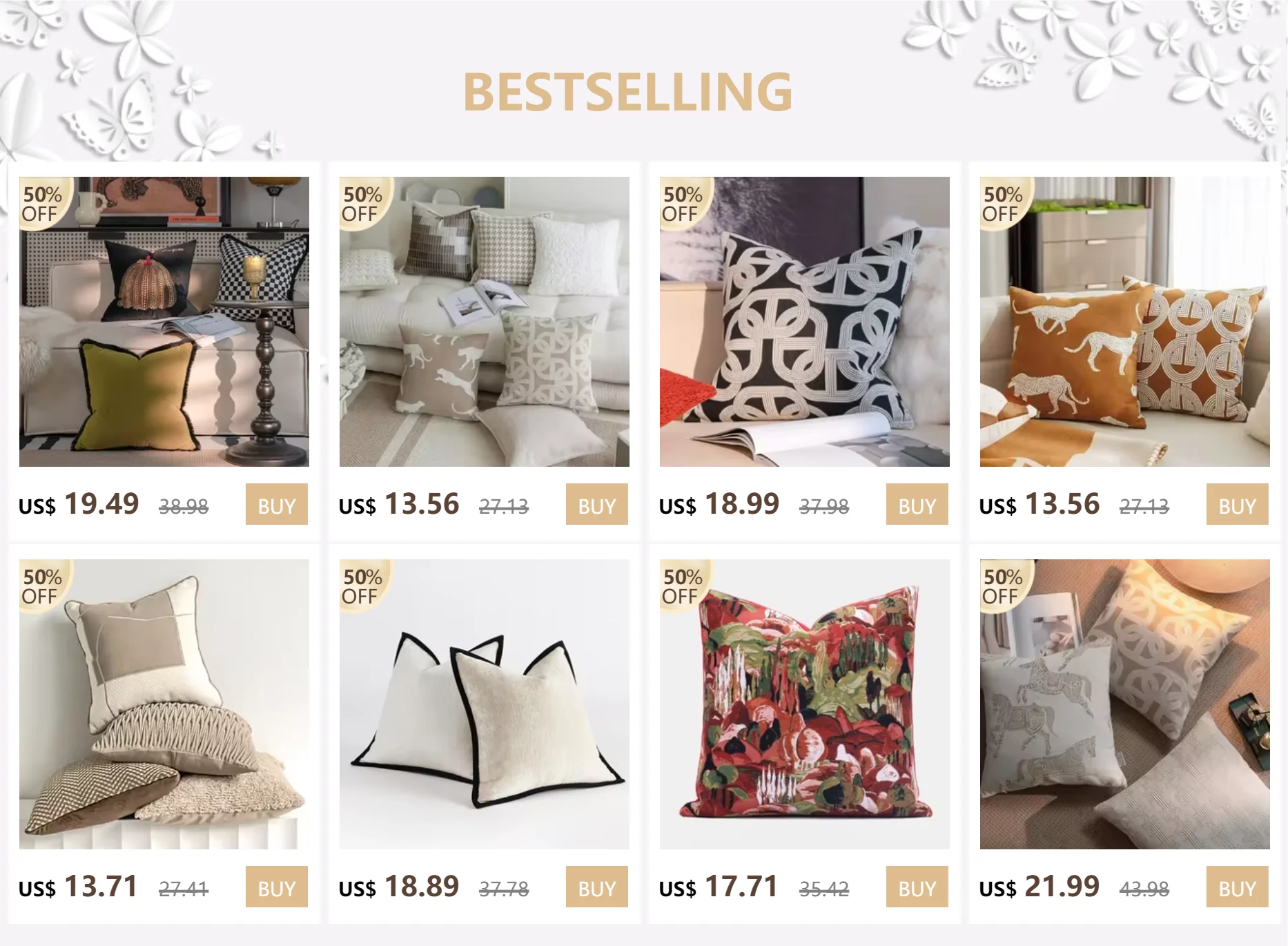 New Geometric Abstract Embroidered Cushion Cover Modern Beige Black Fully Tufted Pillowcase Home Decorative Pillows for Sofa