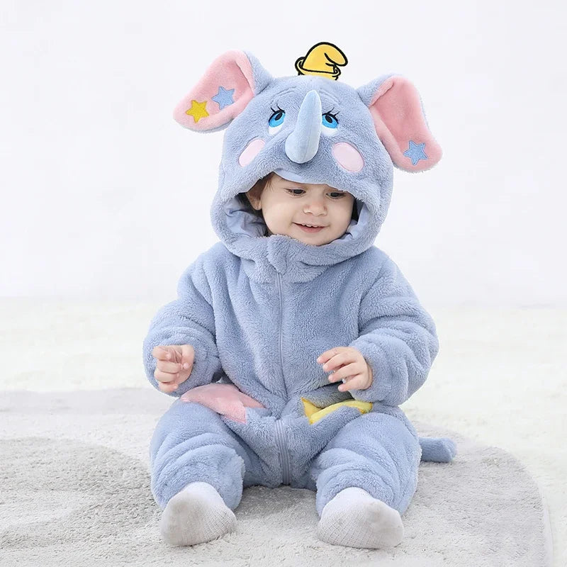 Miniso Lovely Elephant Newborn Baby Rompers Toddler Boy Girls Cosplay Animal Cute Warm Cosplay Costume Outfit