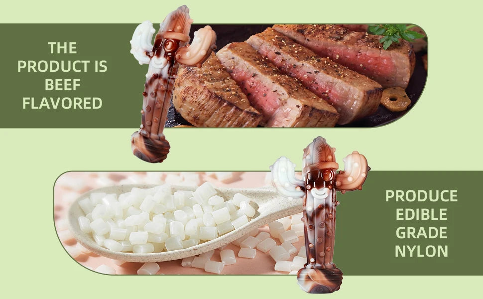 Durable Dog Chew Toy, Cactus-Shaped Tough Bite-Resistant Cartoon Pattern,With Food Hiding Features–Suitable for All Breed Sizes