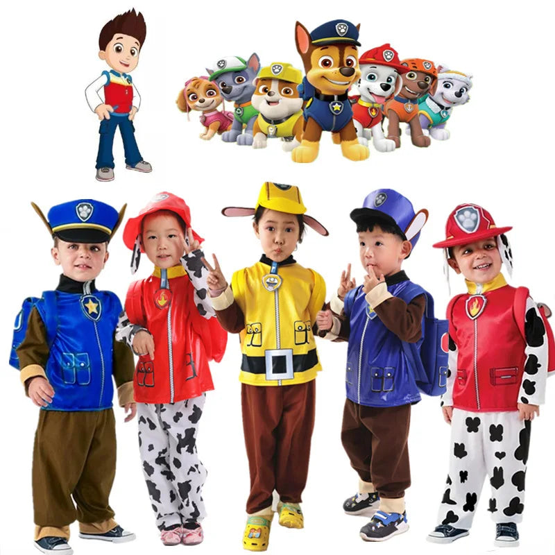 PAW Patrol Cartoon Rocky Rubble Skye Marshall Zuma Chase Cosplay Costume Halloween Purim Kids Birthday Party Gift Fancy Dress
