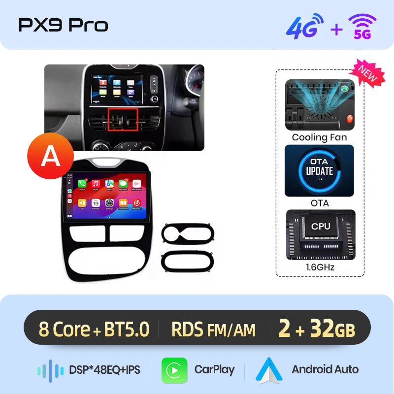 AWESAFE CarPlay اللاسلكي لنظام Apple Android 13 راديو السيارة لسيارة Renault Clio 4 2012 2013 2014-2016 شاشة الوسائط المتعددة ستيريو نظام تحديد المواقع العالمي (GPS)