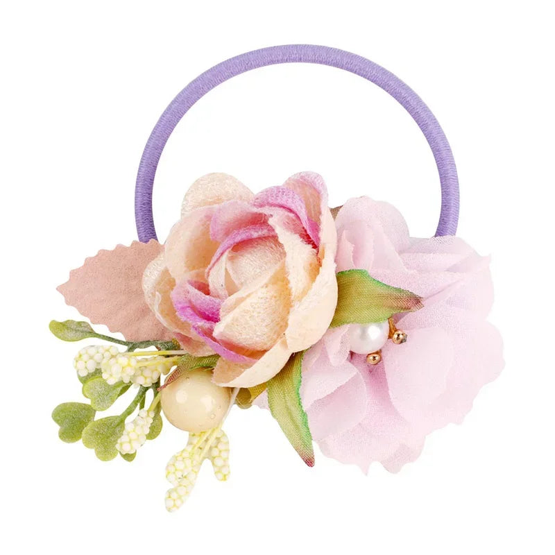 Bandes de cheveux élastiques à fleurs pour filles