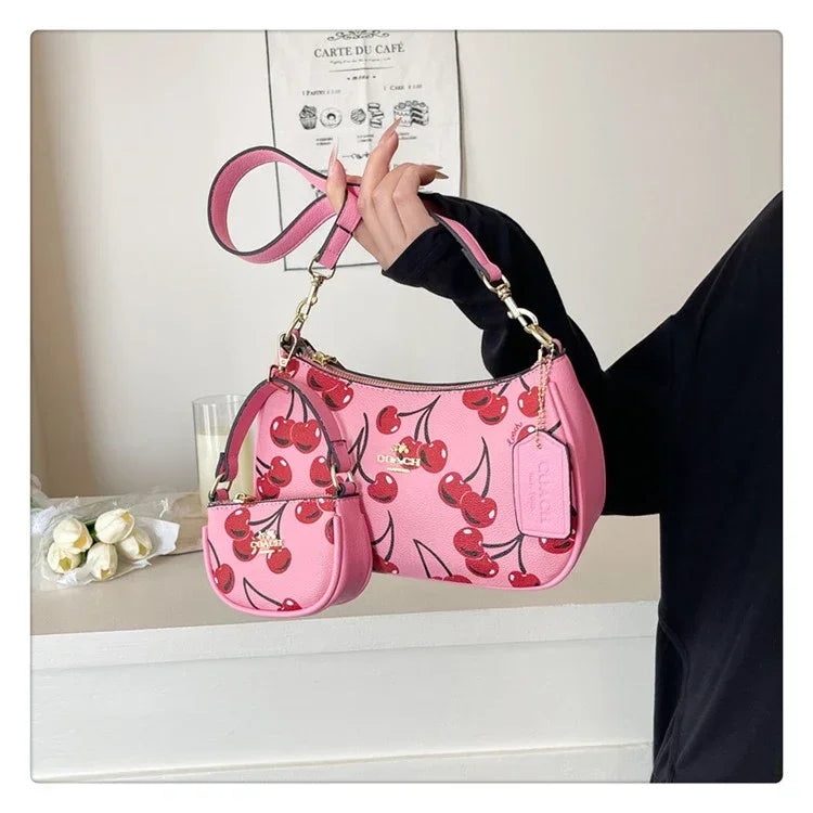 2025 Latest! Modern Vintage Cherry Crossbody - Mahjong - Style Chain Bag, Shoulder/Underarm Design, Women's Light Luxury