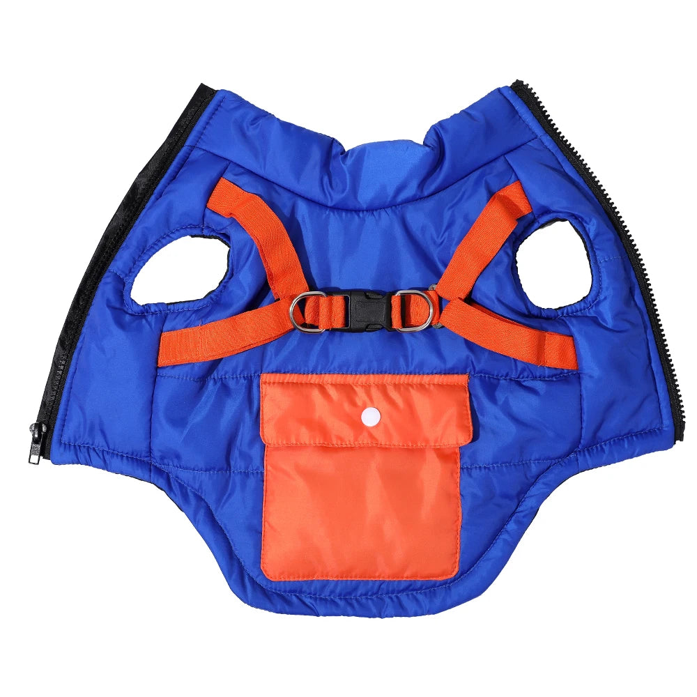 Warm Dog Coat For Autumn Winter Windproof Dogs Jacket With Harness Outdoor Waterproof Puppy Jacket For Small Medium Dogs Bulldog