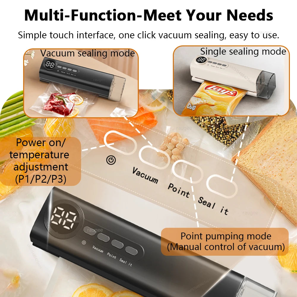 Vacuum Sealer Mini Wireless Food Vacuum Sealing Machine USB Rechargeable Automatic Plastic Bags Sealer For Household Use