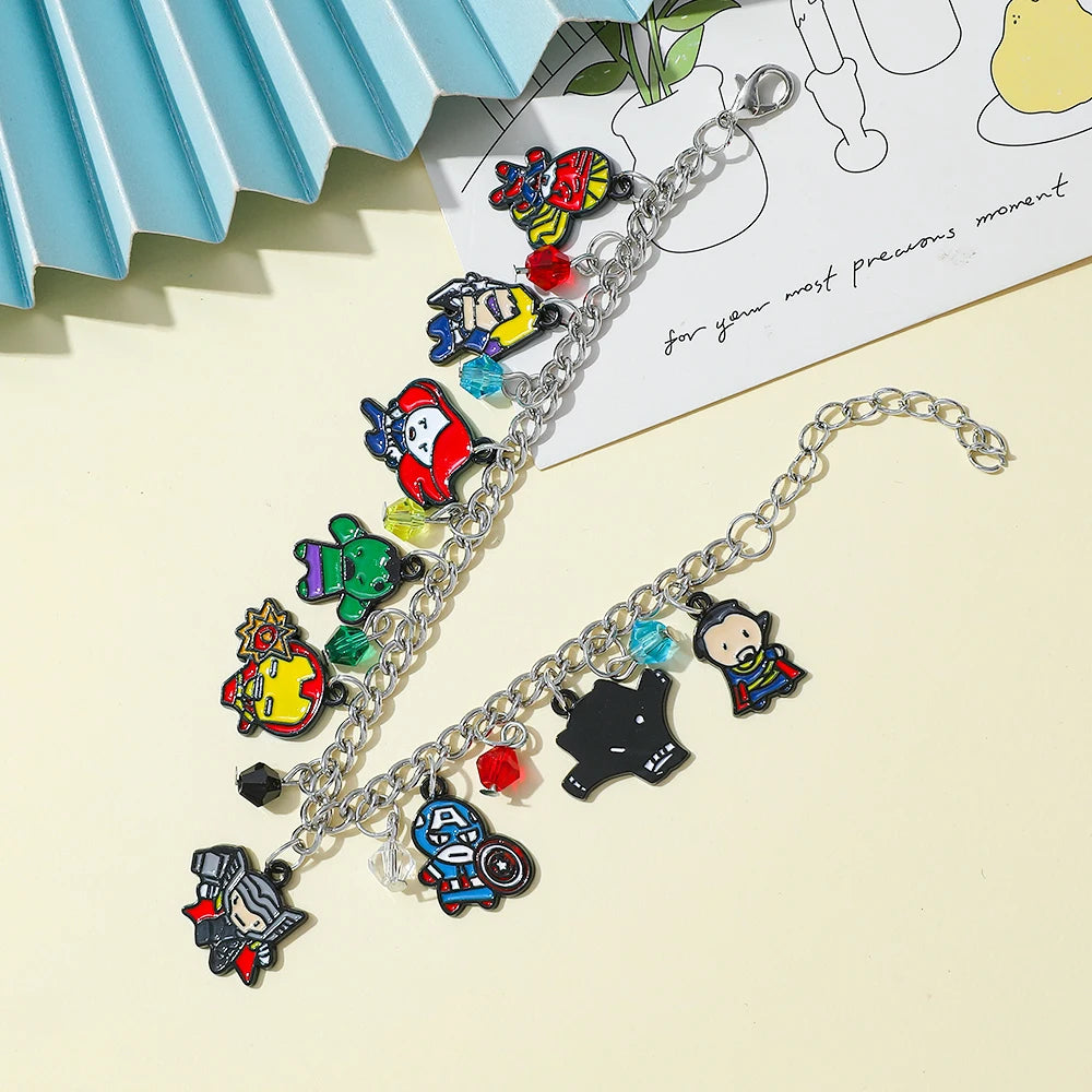 European and American Film Marvel Superhero Series Metal Enamel Pendant Bracelet Gothic Creative Personality Gift