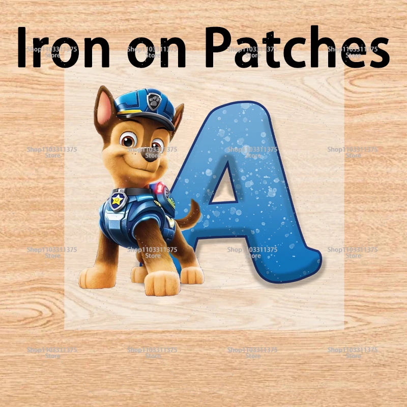 Cute PAW Patrol T-shirt Letter A-Z Print Top Long Sleeve Fashion Summer Boys Clothes Cartoon Kids Birthday Gift Outdoor Wear Tee