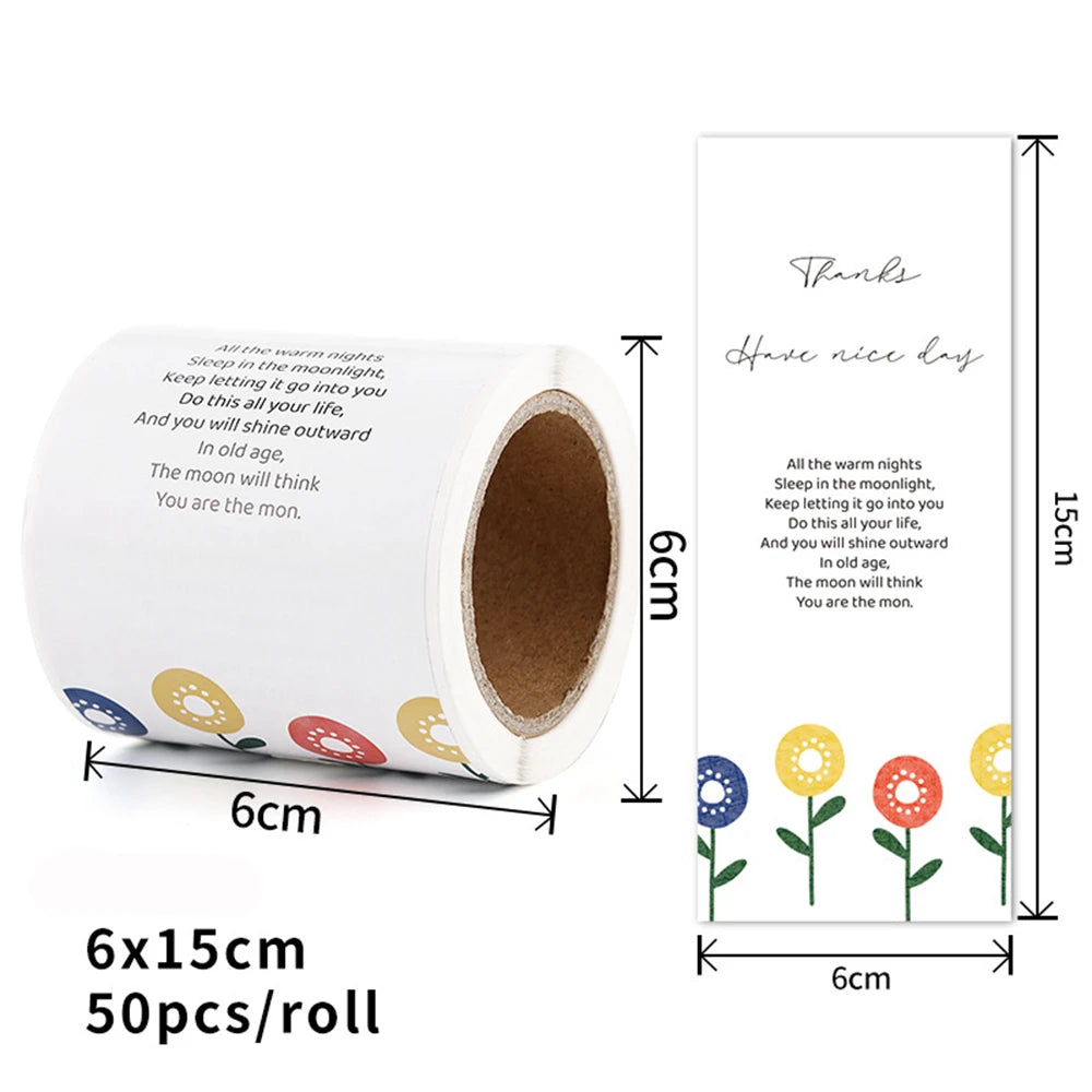 50pcs Flower Thank You Stickers Seal Labels For Gift Or Commodity Decor Stickers Small Business Packaging Sealing Stickers