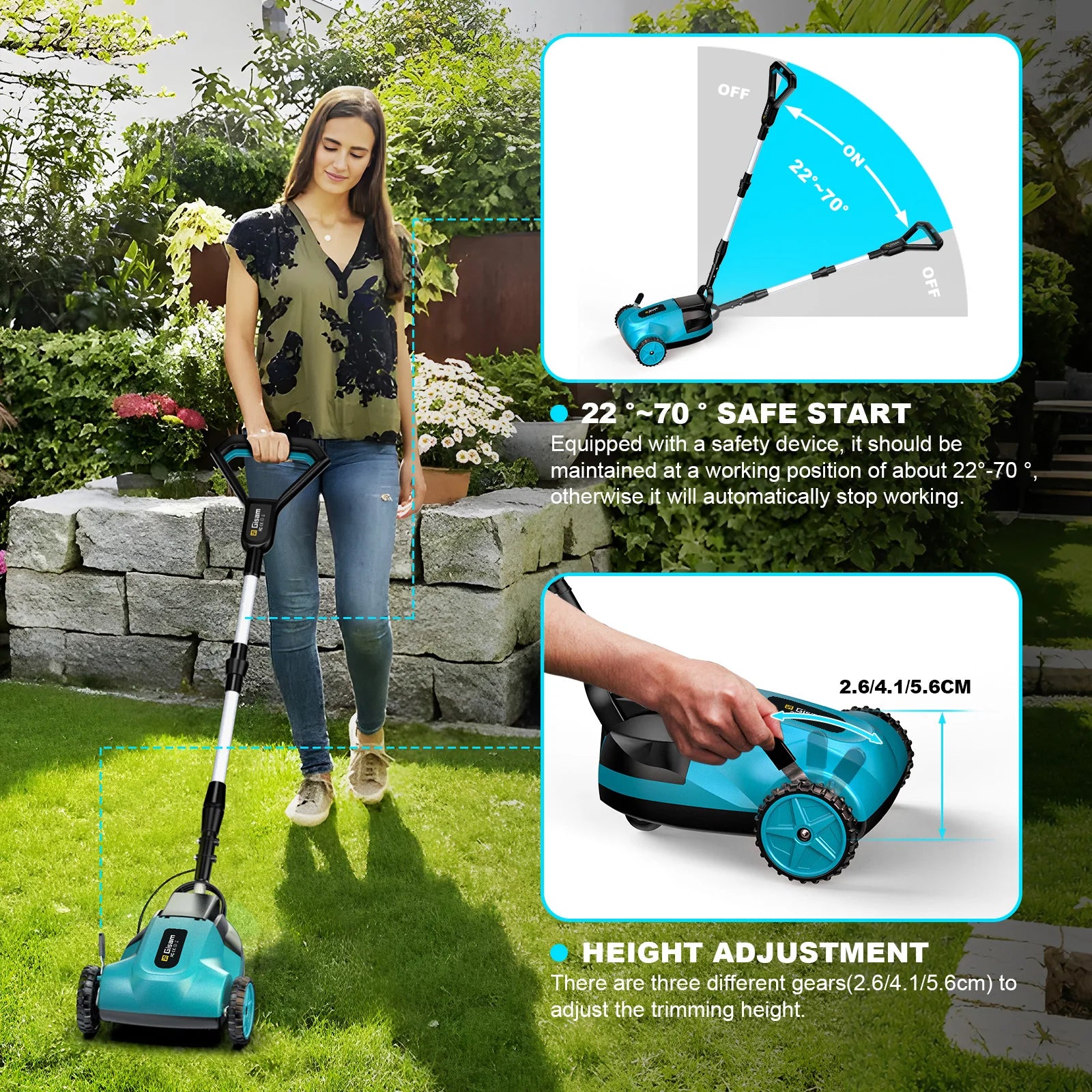 Gisam 10Inch 46000RPM Brushless Electric Lawn Mower Cordless Grass Trimmer Garden Landscaping Cutter For Makita 18V Battery Pin