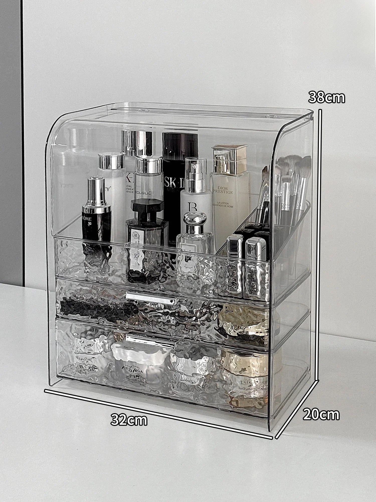 Transparent Cosmetic Storage Box Desktop High-End Dustproof Cover Carents eup Skincare Lipsti Organizer Box