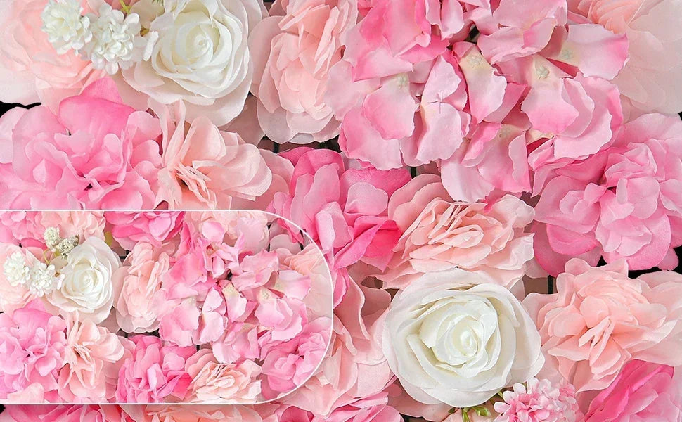 12PCS Artificial Flowers Roses Wall Panel 3D Flower Backdrop Faux Roses for Wall Party Wedding Bridal Shower Outdoor Decoration