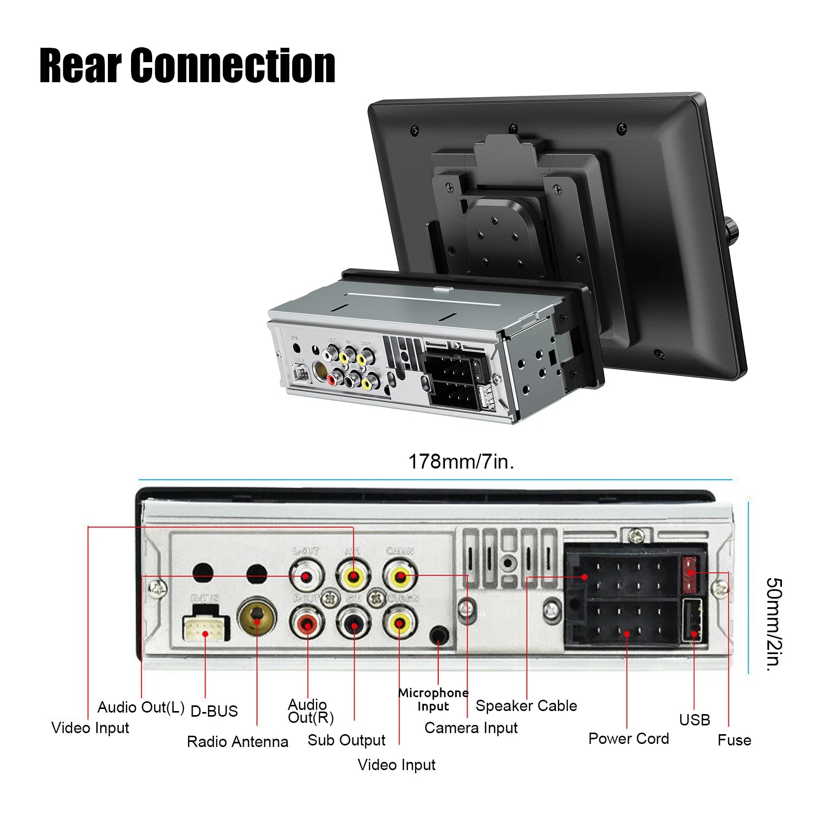 ESSGOO 10.4" Car Stereo Single DIN Wireless CarPlay Android Auto Rotatable Touch Screen Bluetooth GPS Nav Radio Player Head Unit