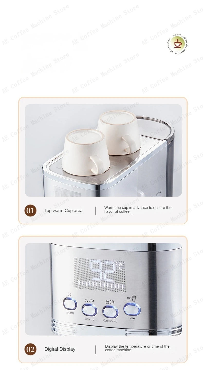 Automatic Coffee and Milk Frother All-in-one Machine 20bar Household Small Espresso Coffee Machine Multi-function Coffee Maker