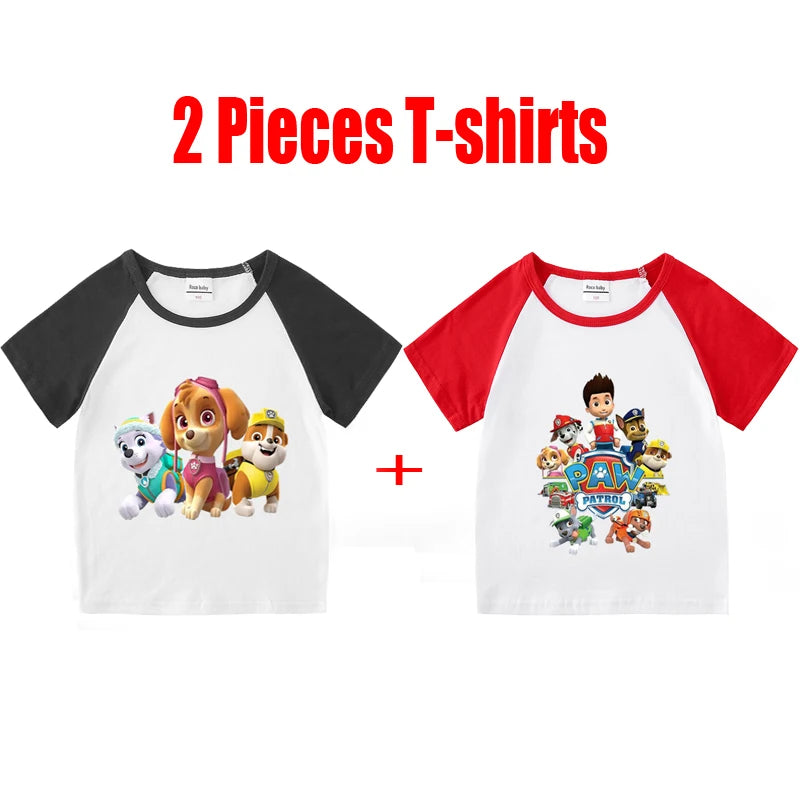 Children's PAW Patrol T-Shirt Kids Clothes Boys Girls Summer Cartoon Tops Short Sleeve Clothes 100% Cotton Baby Clothing