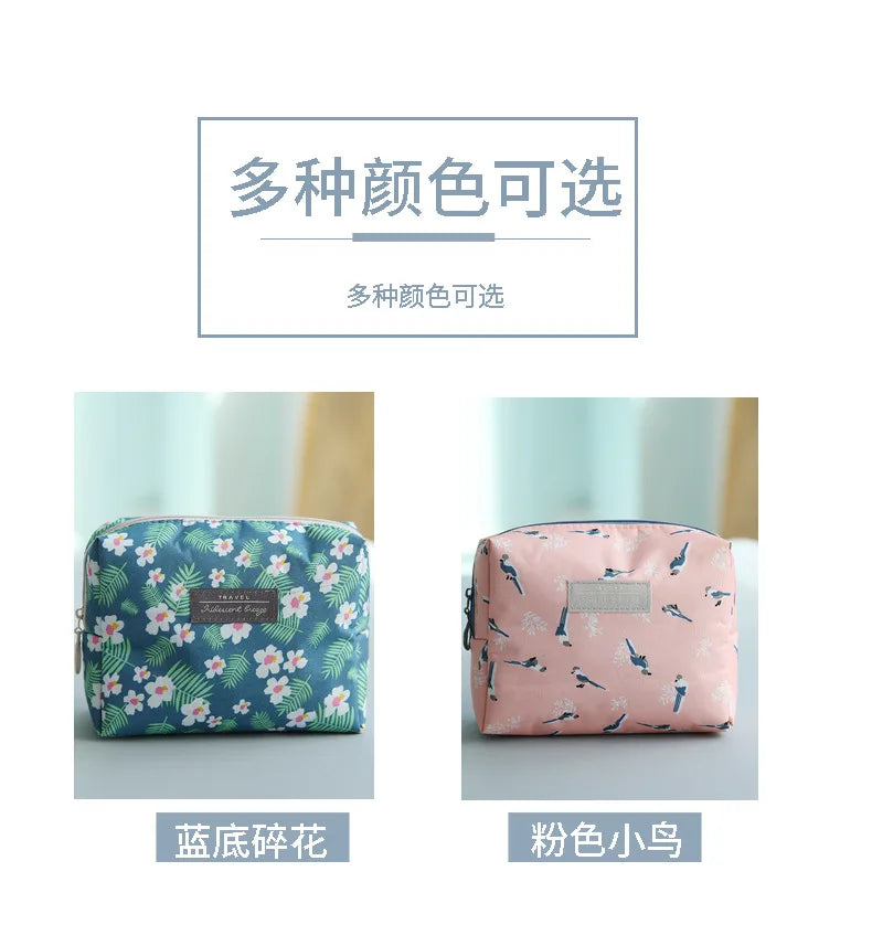 New Cosmetic Storage Bag Cute Mini Portable Carry-on Girls Toiletry Storage Bag Travel Beauty Organizer Flower Purse Makeup Bags