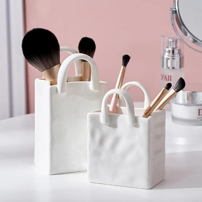 Handbag Shape Vase Modern Decorative White Vase Home Decoration Dried Flower Arrangement Table Decoration