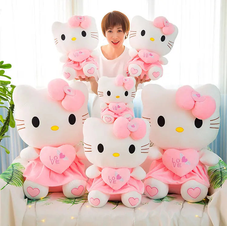 55cm Sanrio Hello Kitty Cat Plush Toys Cartoon KT Cat Plushie Doll Big Size Stuffed Anime Pillow Birthday Gifts For Kids Girls