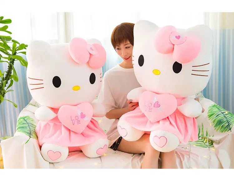 55cm Sanrio Hello Kitty Cat Plush Toys Cartoon KT Cat Plushie Doll Big Size Stuffed Anime Pillow Birthday Gifts For Kids Girls