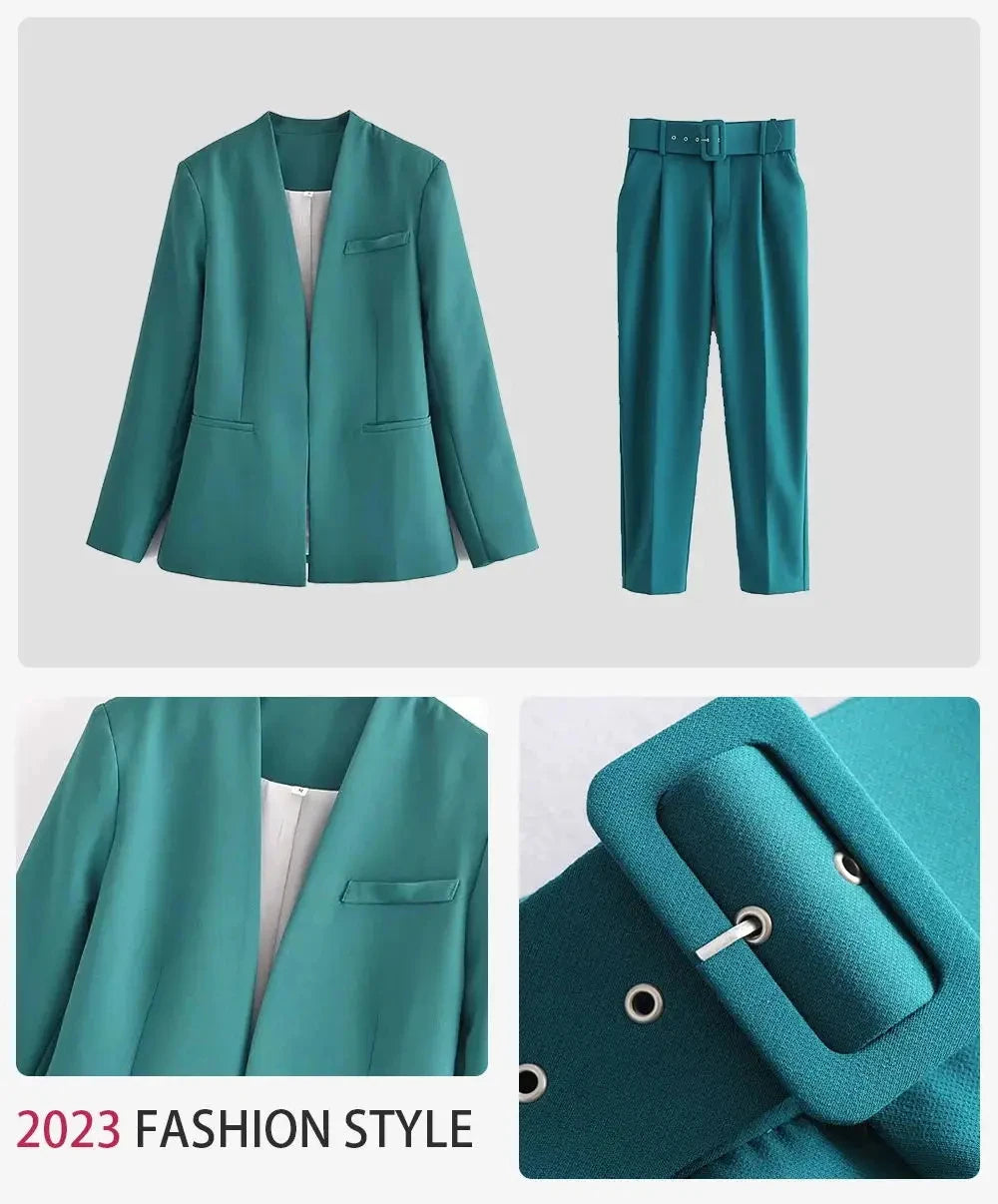 Ensemble 2 pièces pantalon taille haute et veste de bureau