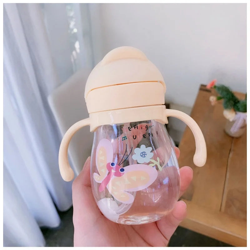 350/250ml baby straw cup cute cartoon anti-choking water cup kindergarten children gravity ball water cup gift
