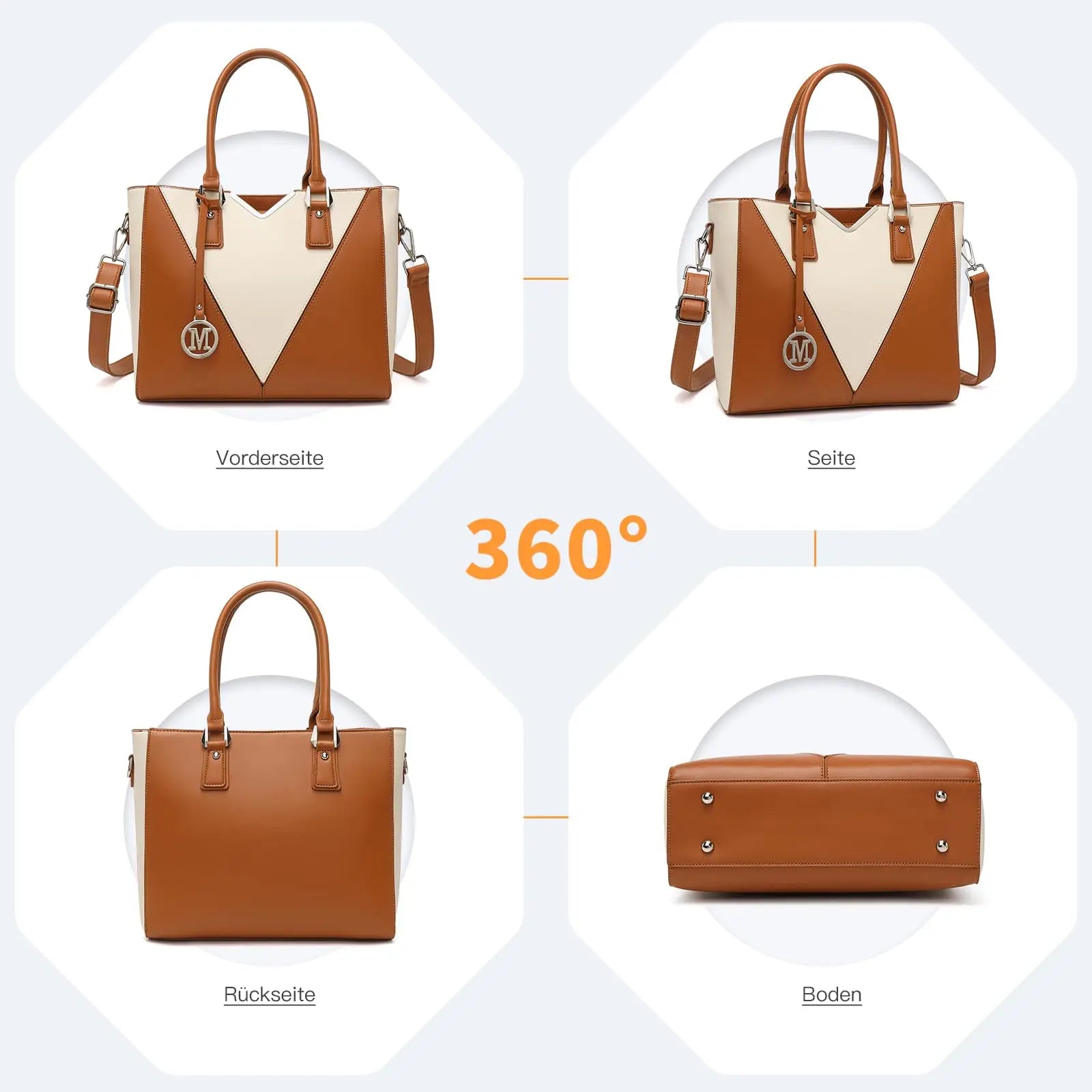 Miss Lulu WOMEN'S Handbag Shoulder bag V Shaped Design Shopper Removable Shoulder belt Synthetic leather