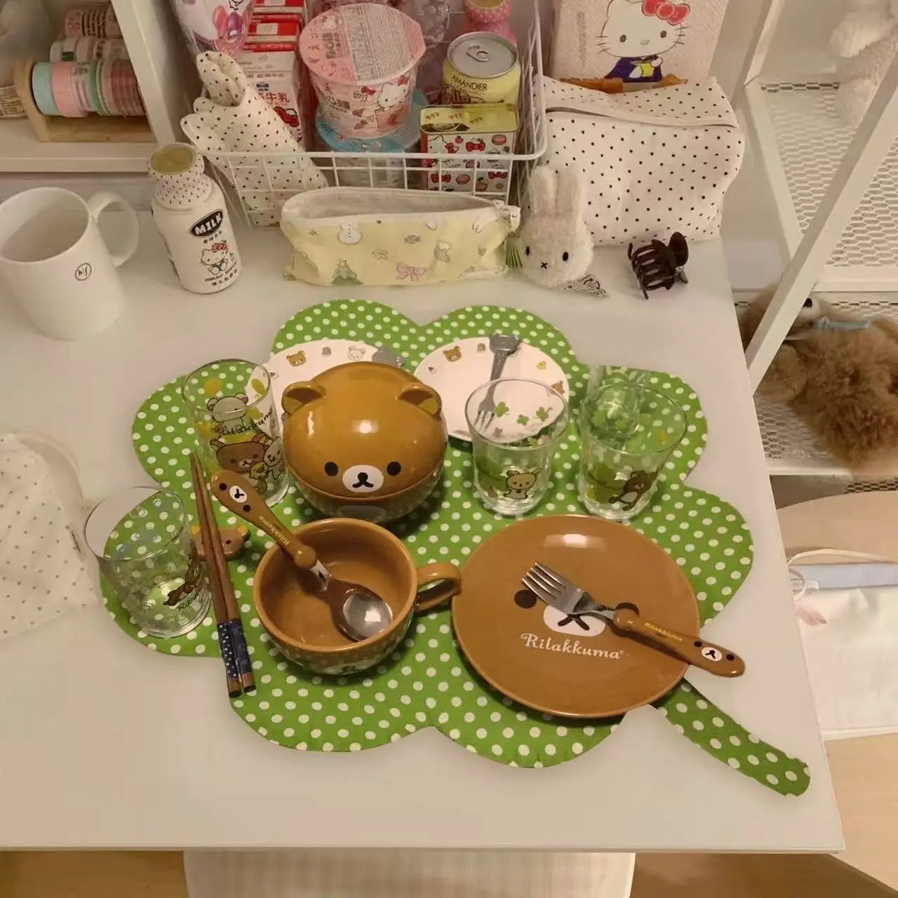 New Four-leaf Clover Placemat Photo Background Cloth Placemat Tablecloth Breakfast Dessert Korean Style Photo Props Decoration