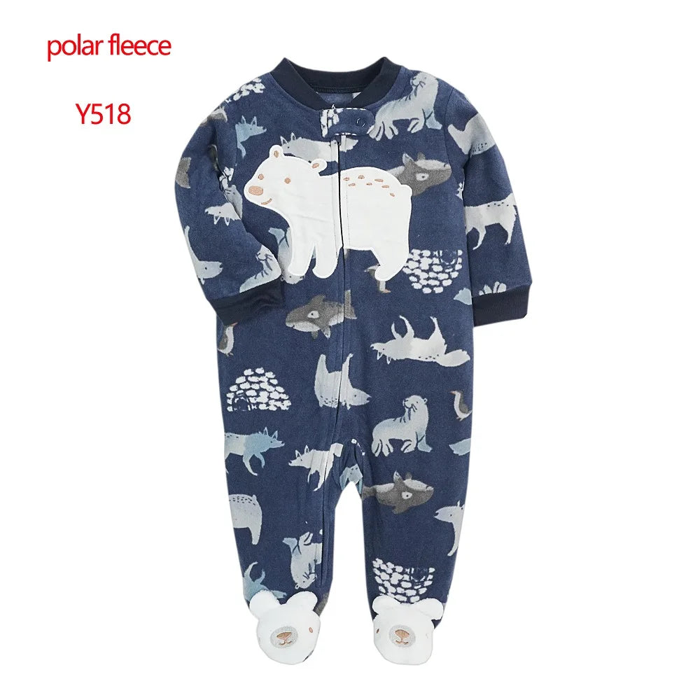 Newborn Baby Boy Girl Overalls Spring Autumn Polar Fleece Infant Baby Boy Romper Cute Animal Toddler Girl Pajamas