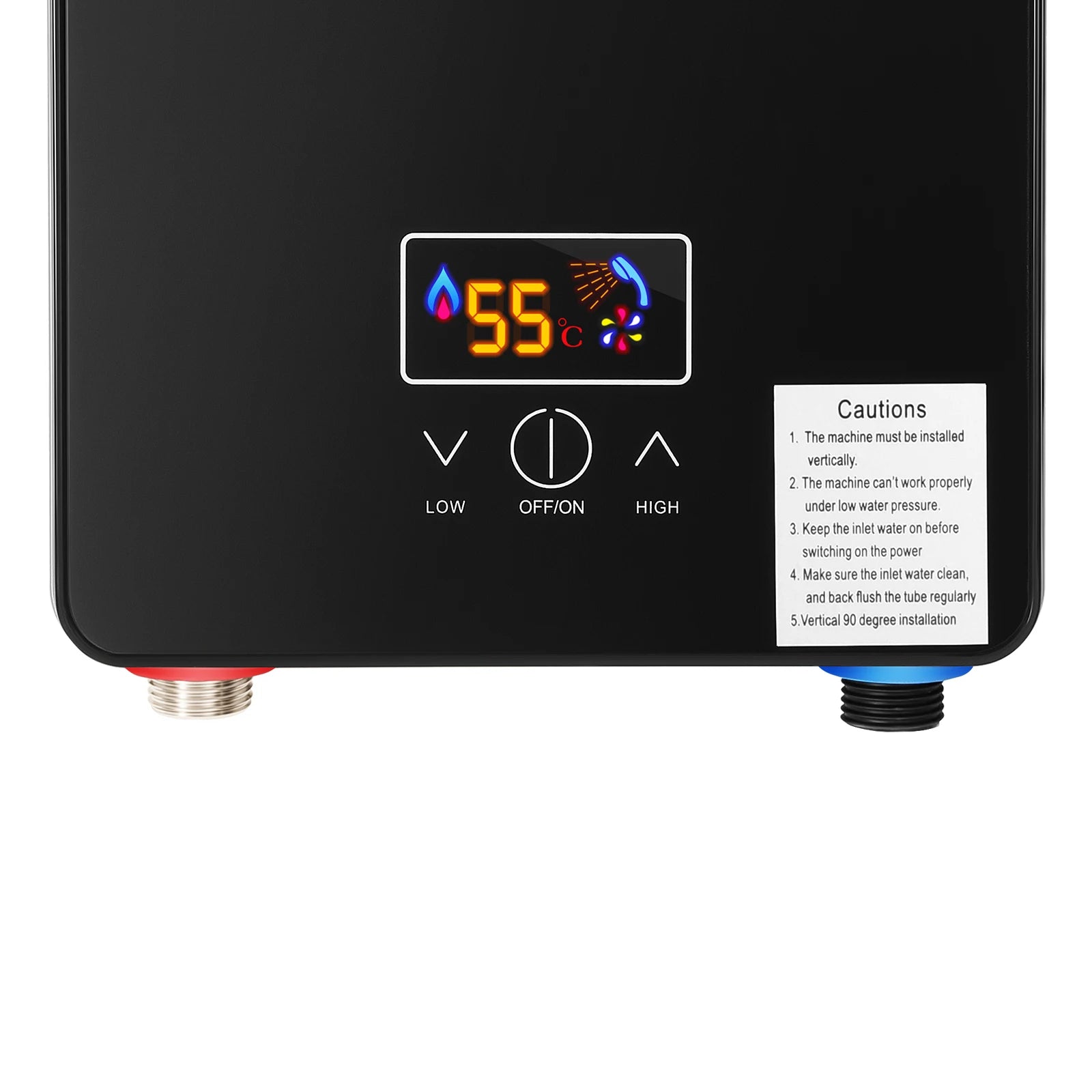 6500W Instant Electric Water Heater LED Touch Screen 86-131°F 3-second Heating 220V Tankless Water Heater with Shower Kit