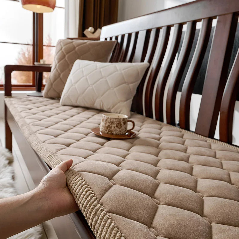Velvet Solid Wood Sofa Cover Four Season Universal Solid Color Non-Slip Sofa Cushion Sofa Towel Home For Living Room Decoration