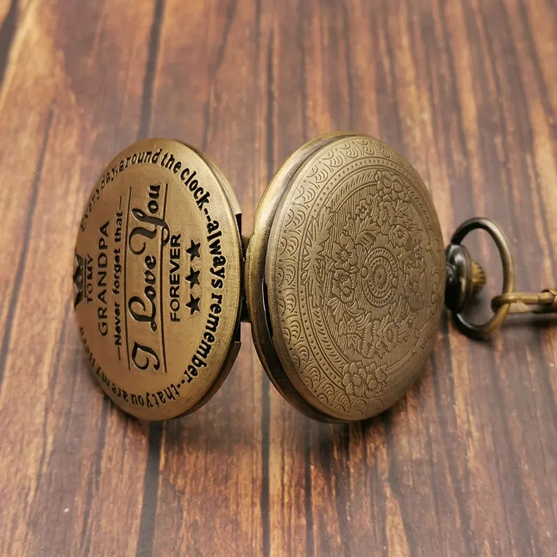 Retro Chain The Greatest Love Pocket Watch Necklace For Grandpa Gifts Reloj Skyrim New Arrival Hot Sale Clock Thanksgiving Gifts