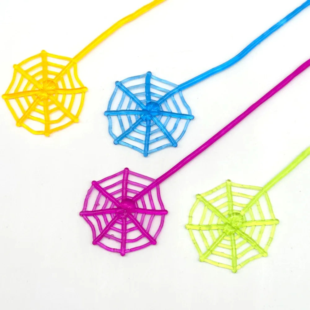 10Pcs Sticky Spider Web Plastic Multicolor Climbing Tricky Gag Toys Favor Elastic Stretchable Elastically Stretchable Spider Web