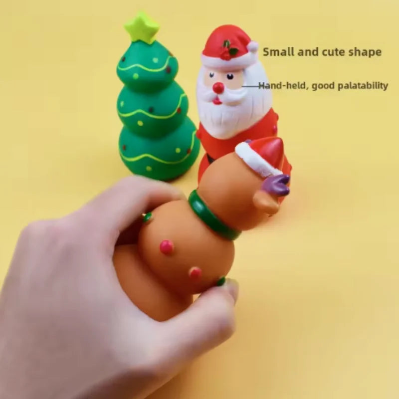 Christmas Themed Pet Squeaky Chew Toys Santa Tree Elk Design Durable Latex Rubber Teething Toys for Dogs And Cats Teeth Grinding
