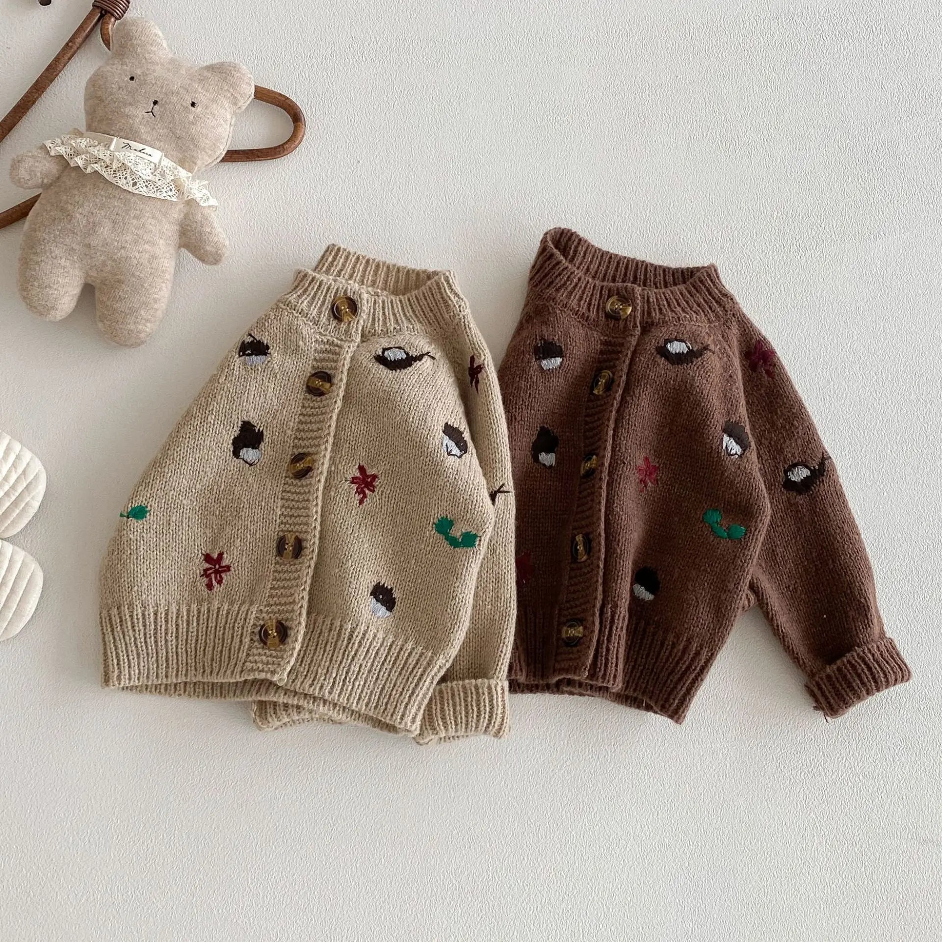 6852 Baby Knitted Sweater 2025 Autumn and Winter New Long Sleeve Embroidered Baby Boy's Cardigan Coat Girl's Sweater