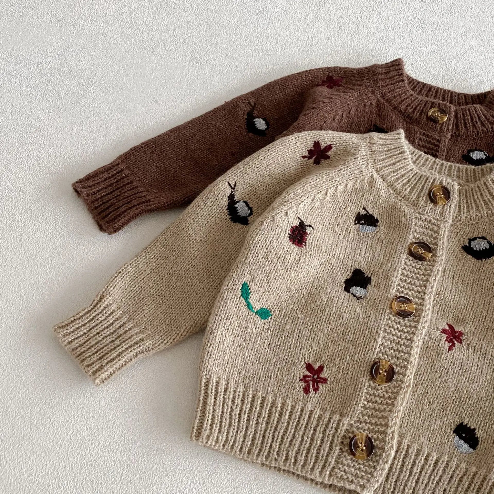 6852 Baby Knitted Sweater 2025 Autumn and Winter New Long Sleeve Embroidered Baby Boy's Cardigan Coat Girl's Sweater