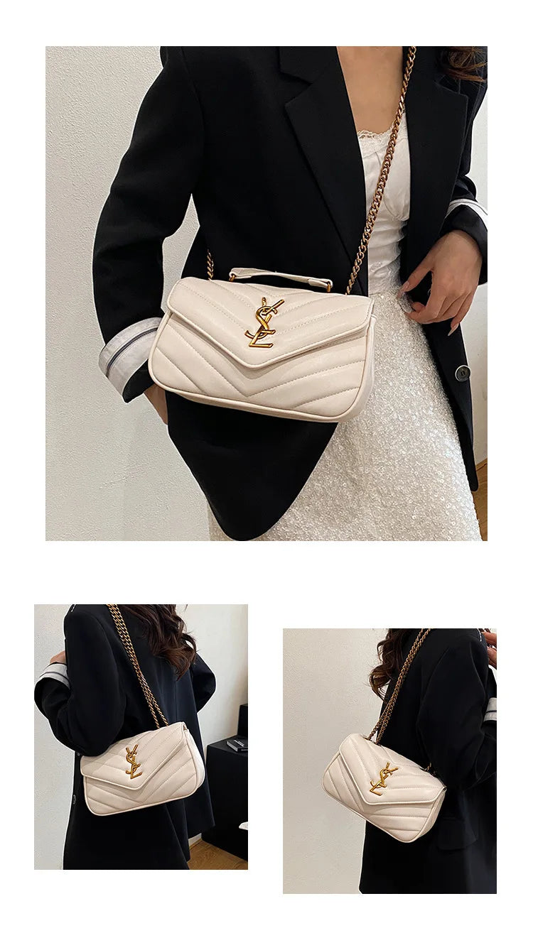 2025 Embroidered Quilted Chain Bag, Women's Luxury Crossbody Purse, Vintage Diamond Pattern Shoulder Bag with Stitching