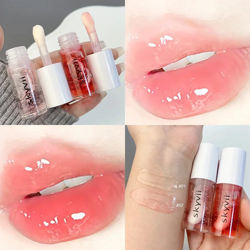 Strawberry Jelly Lip Oil Glossy Tint Glaze Lipstick Moisturize Liquid Fruit Jam Lip Beauty Treatment Transparent Hydrating Balm