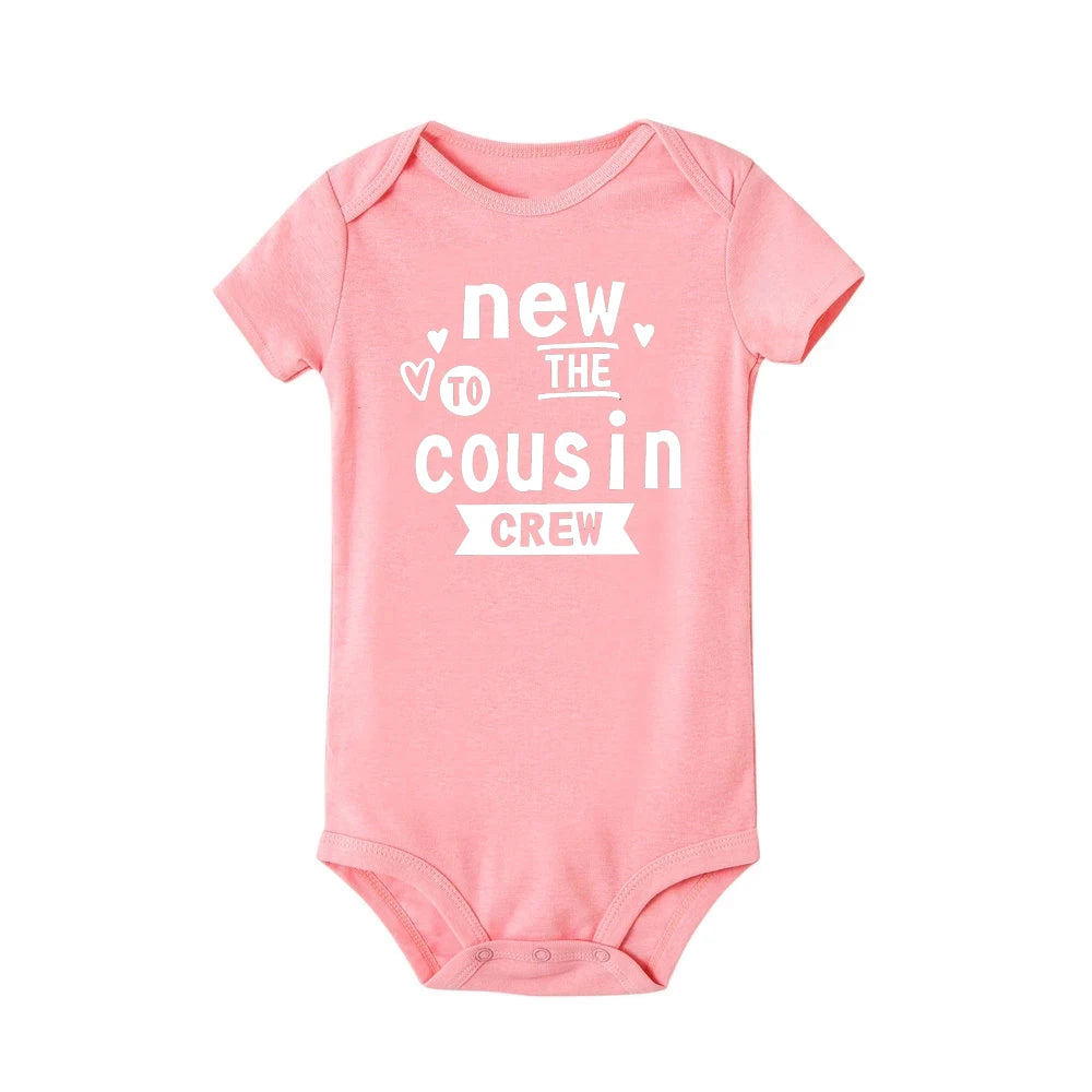 New To The Cousin Crew Print Newborn Bodysuit Baby Boy Girl Short Sleeve Romper Summer Baby Toddler Clothes Infant Shower Gifts