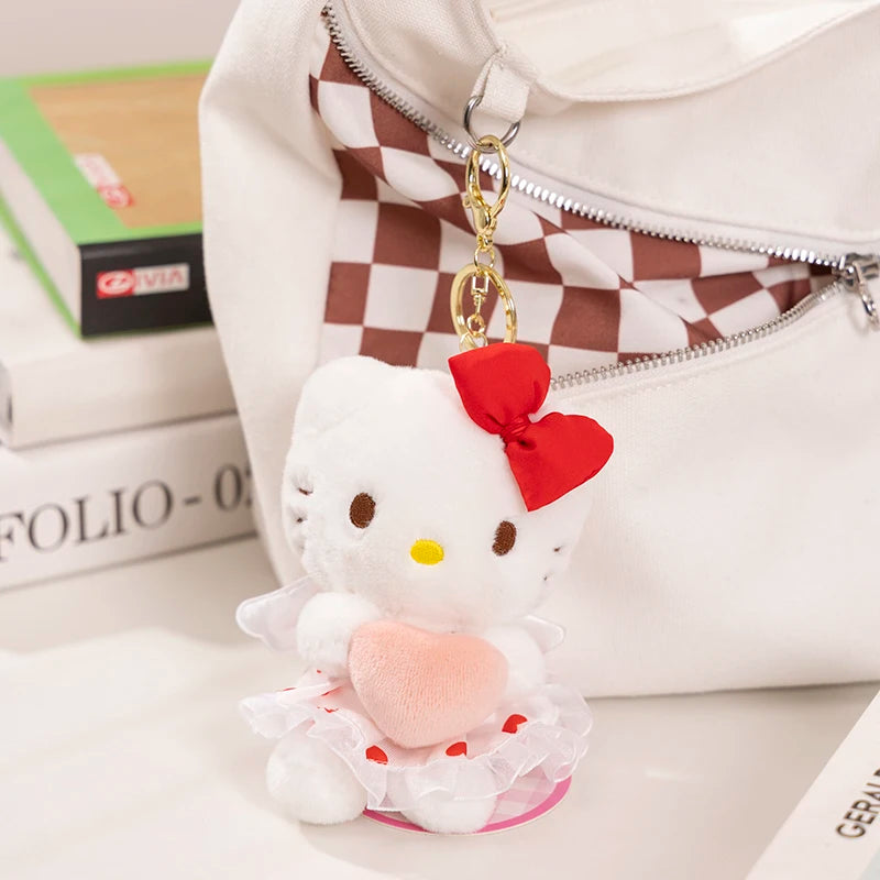 Genuine Sanrio Hello Kitty Cute Girl Keychain Car School bag Pendant Kids Plush Toys Keyring Plushier Birthday Thanksgiving Gift
