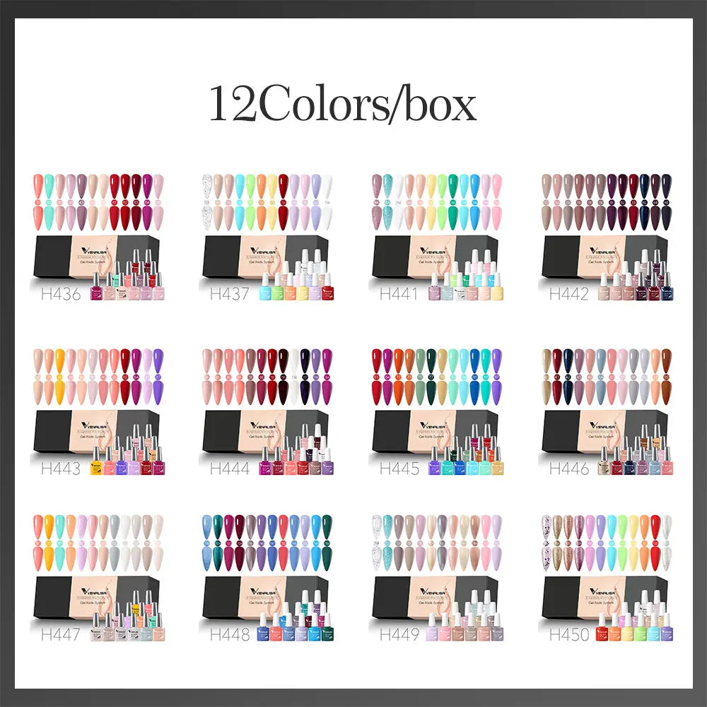 12pcs/kit Venalisa Vernis à ongles gel pigmentée Terre brune