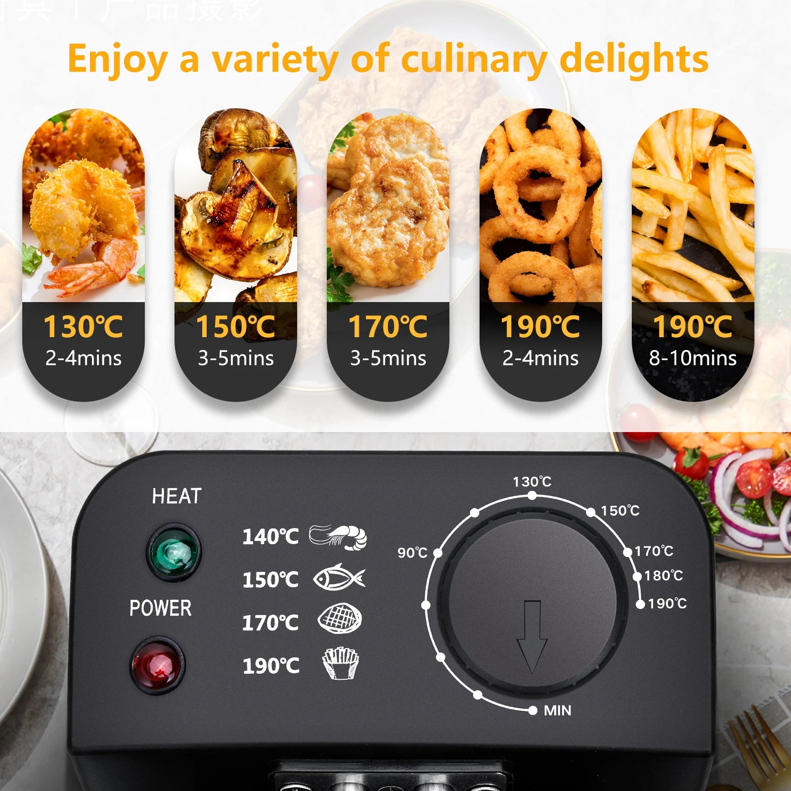 Aigostar Fryer 2200Watts, 3 Litre Capacity with Window, Temperature Control, Removable Oil Bowl