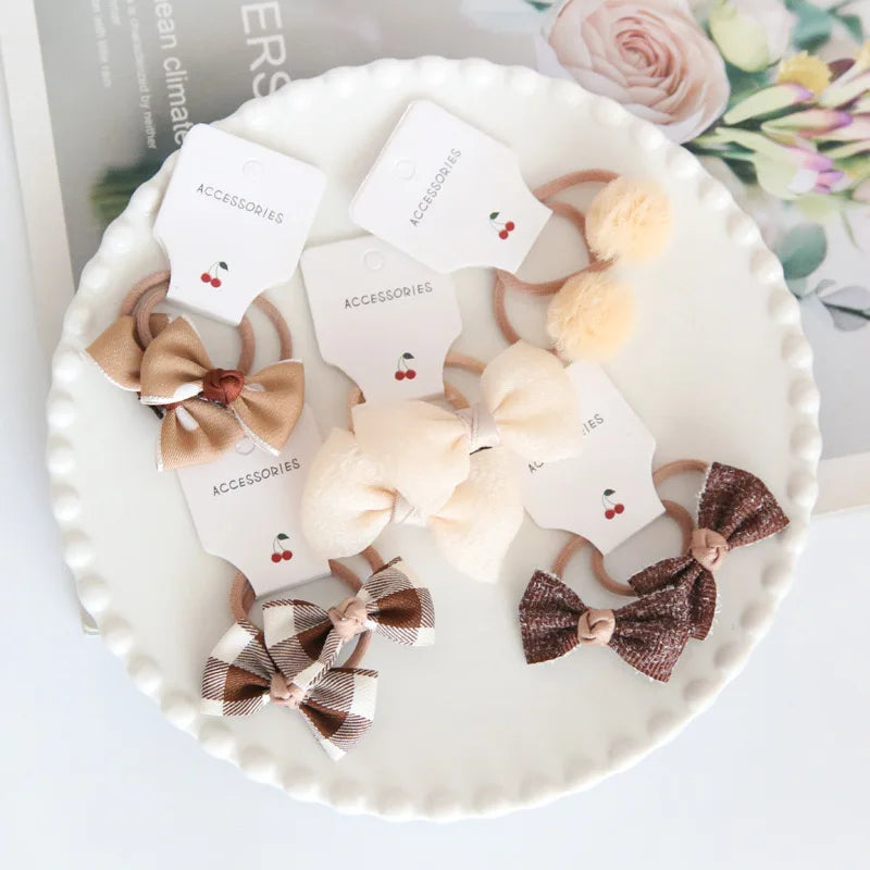 Elastic Hair Bow for Children, Children's Headwear, Hair Accessories for Girls, Cute Hair ties, Lovely Hair Rope, 10Pcs per Lot